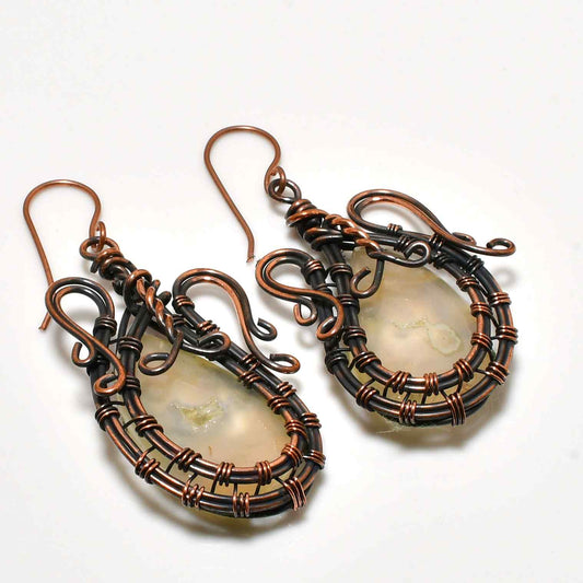 Aurora’s Radiance – Copper Wire Gemstone Earrings