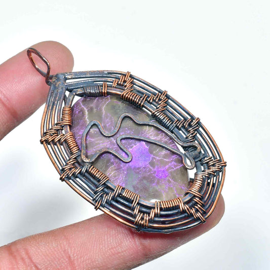 Ezra’s Veil – Amethyst Copper Wire Pendant