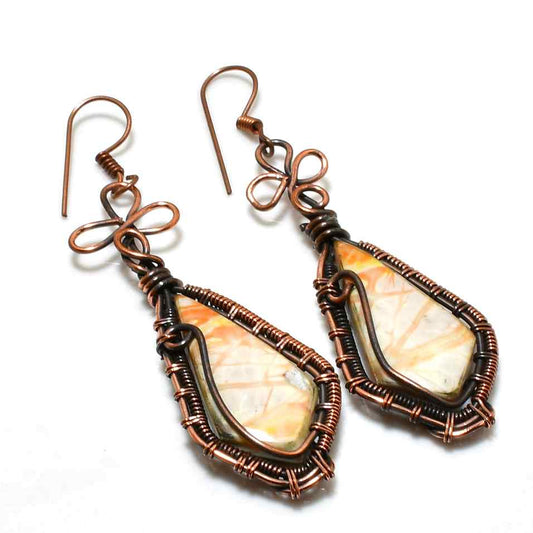 Earthen Harmony – Oxidized Copper Stone Earrings