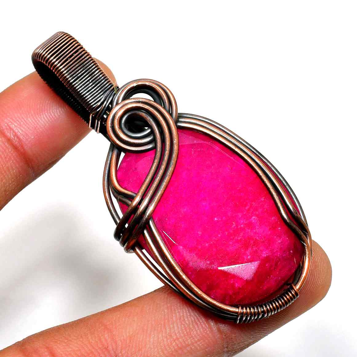 Radiant Ruby – Copper-Wrapped Ruby Pendant