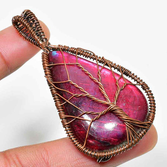 Compassion’s Embrace – Rhodonite Copper Pendant