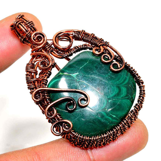 Gaia’s Embrace – Malachite Copper Pendant