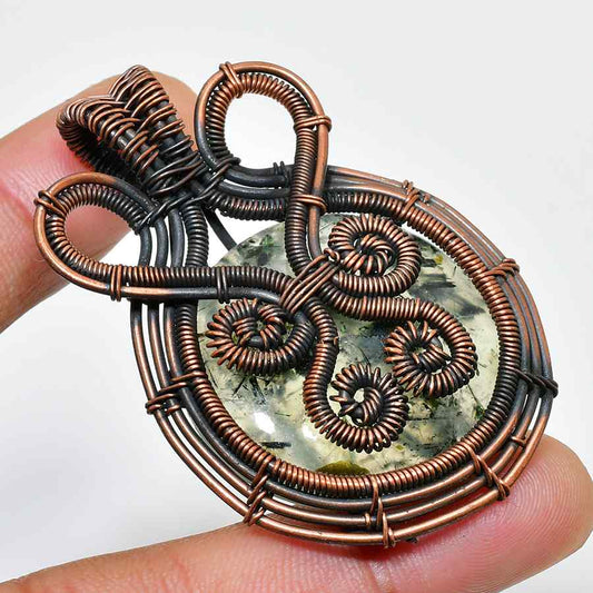 Gaia’s Embrace – Moss Agate Copper Pendant