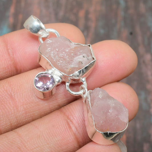 Aurora’s Heart – Rose Quartz Silver Pendant