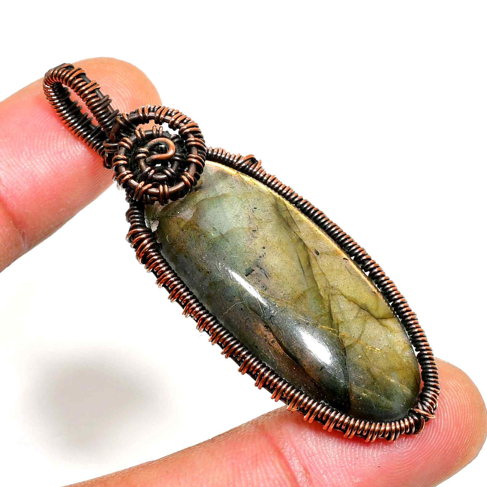 Aurora’s Aura – Labradorite Oxidized Copper Pendant