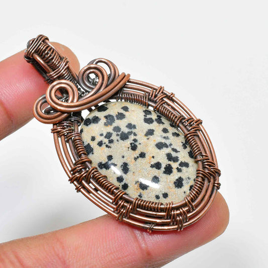 Spotted Serenity – Dalmatian Jasper Copper Pendant