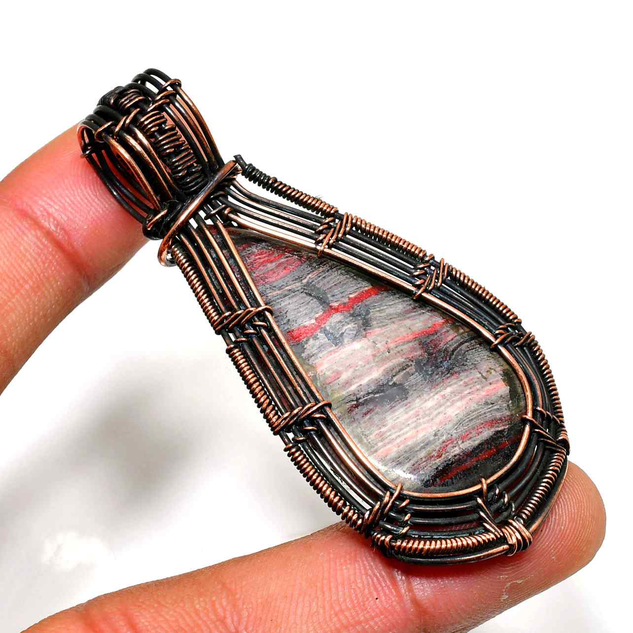 Ember’s Echo – Copper-Wrapped Jasper Pendant