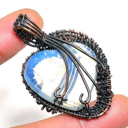 Tranquil Tide – Blue Lace Agate Copper Pendant