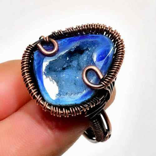 Ocean’s Voice – Blue Agate Copper Ring
