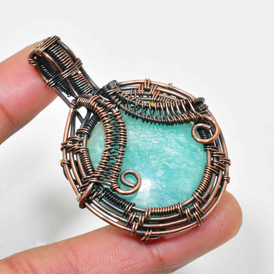 Serenity’s Glow – Amazonite Copper Pendant
