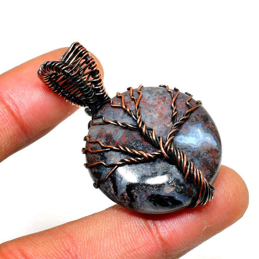 Gaia’s Embrace – Agate Tree of Life Copper Pendant
