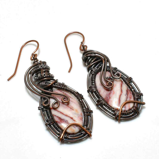 Ember & Earth – Copper Wire-Wrapped Stone Earrings