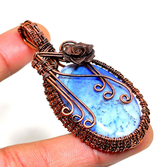 Serenity’s Embrace – Blue Lace Agate Copper Pendant
