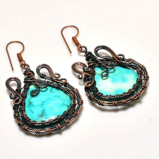 Artisan’s Embrace – Turquoise Copper Earrings