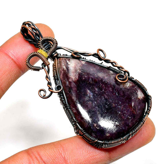 Ezra’s Veil – Amethyst & Oxidized Copper Pendant