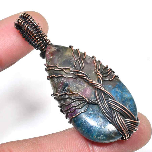 Prismatic Harmony – Multicolored Agate Copper Pendant