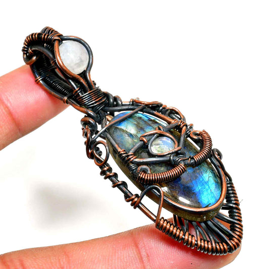 Aurora’s Shield – Dark Copper Labradorite Pendant