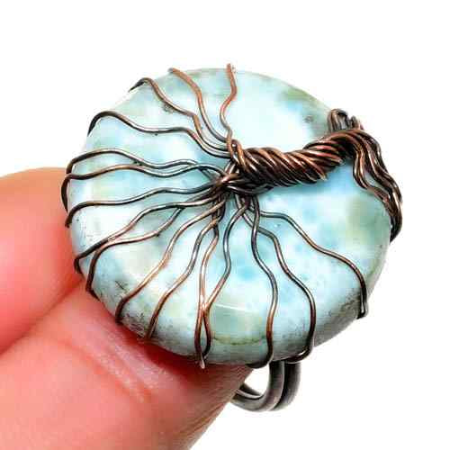 Ocean’s Embrace – Larimar Copper Ring
