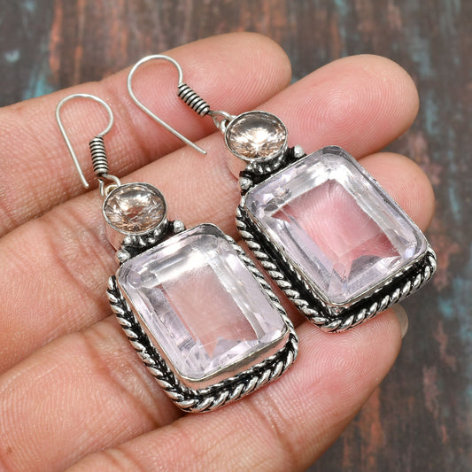 Luna’s Embrace – Rose Quartz & Sterling Silver Earrings