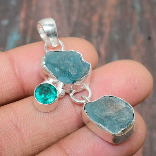 Azure Whisper – Aqua Aura Quartz Sterling Silver Pendant