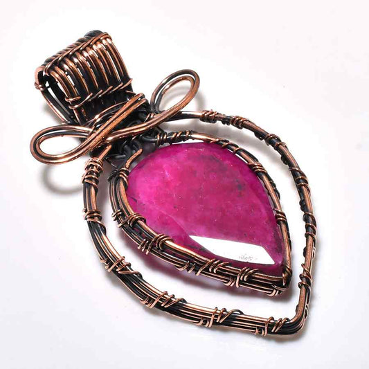 Ember’s Embrace – Ruby & Oxidized Copper Pendant
