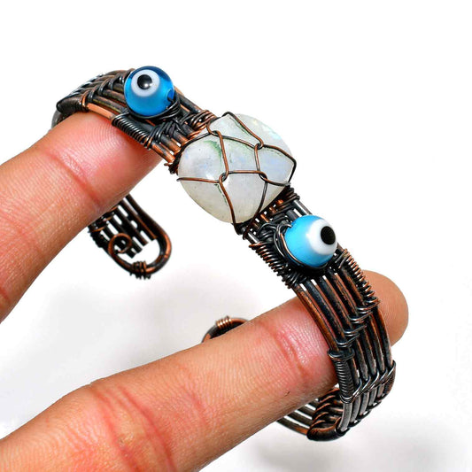 Celestial Shield – Opal & Evil Eye Copper Bracelet
