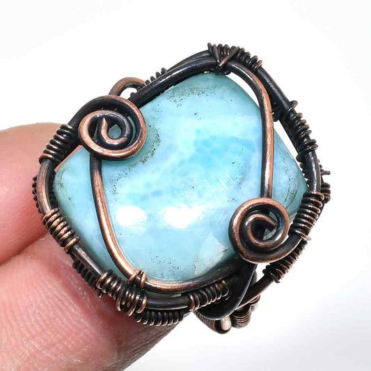 Sea Whisper – Larimar & Copper Pendant
