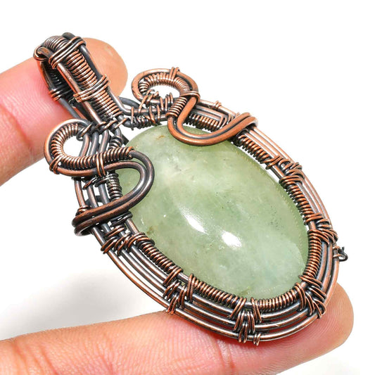 Gaia’s Embrace – Green Jade & Copper Wire Pendant