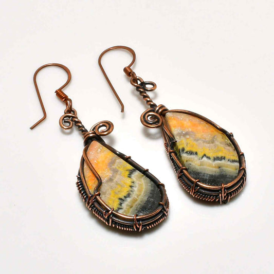 Earth’s Whisper – Lace Agate Copper Earrings