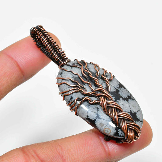 Obsidian Arbor – Copper Tree Pendant