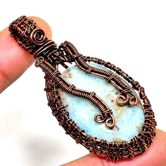 Ocean’s Whisper – Aquamarine Copper Pendant