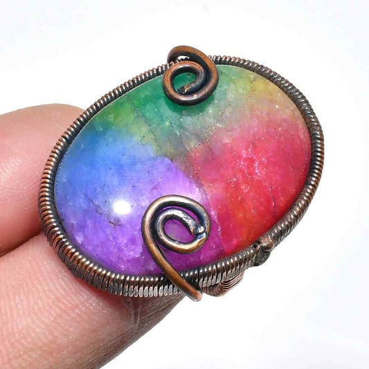 Prismatic Balance – Rainbow Fluorite Copper Ring