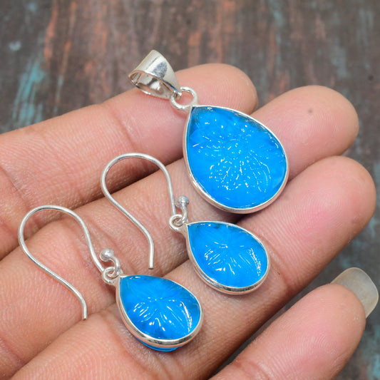 Ocean’s Embrace – Blue Opal & Sterling Silver Jewelry Set