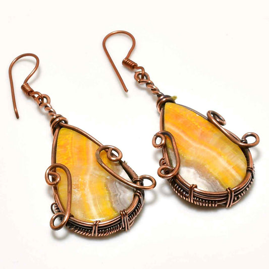 Earthen Glow – Oxidized Copper Agate Earrings