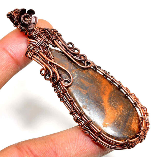Ember’s Embrace – Antique Copper Jasper Pendant