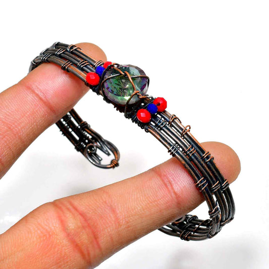 Aura’s Glow – Fluorite & Oxidized Copper Bracelet