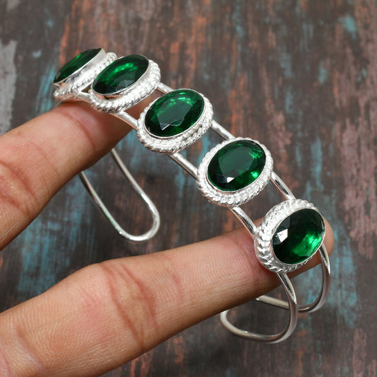 Gaia’s Embrace – Emerald Silver Cuff