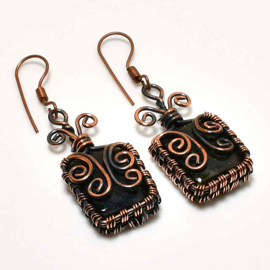 Aurora’s Radiance – Copper-Wrapped Gemstone Earrings