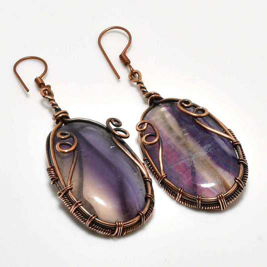 Celestial Harmony – Amethyst Copper Earrings