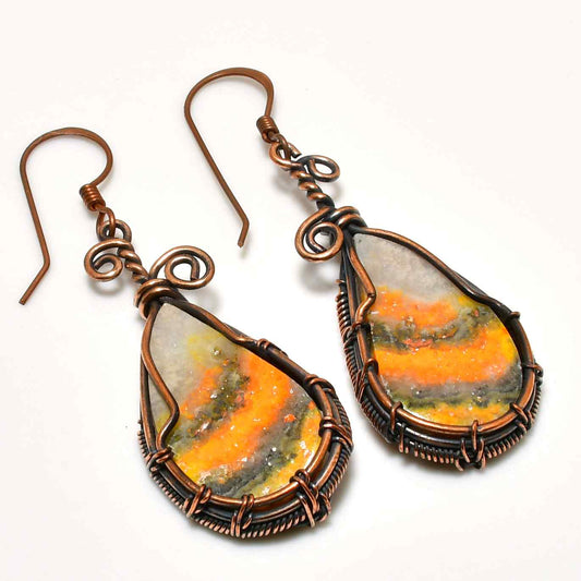 Gaia’s Grace – Copper-Wrapped Agate Earrings