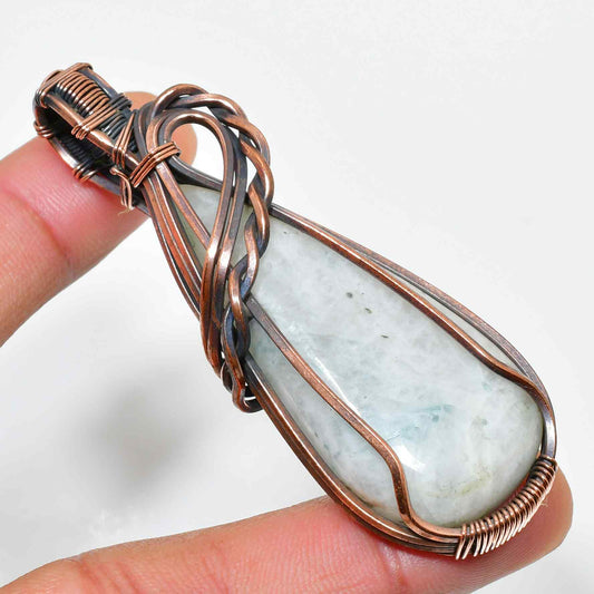 Ezra’s Veil – Quartz & Oxidized Copper Pendant