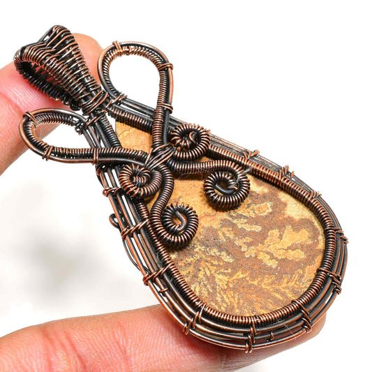 Ezra’s Veil – Rustic Copper & Natural Stone Pendant