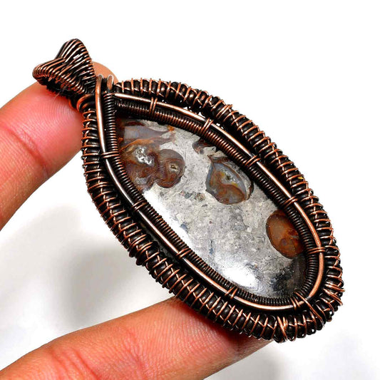 Terra’s Embrace – Copper Wire Stone Pendant