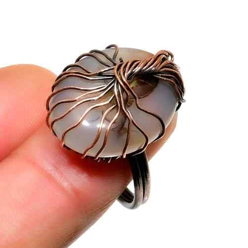 Gaia’s Embrace – Agate & Copper Wire Ring