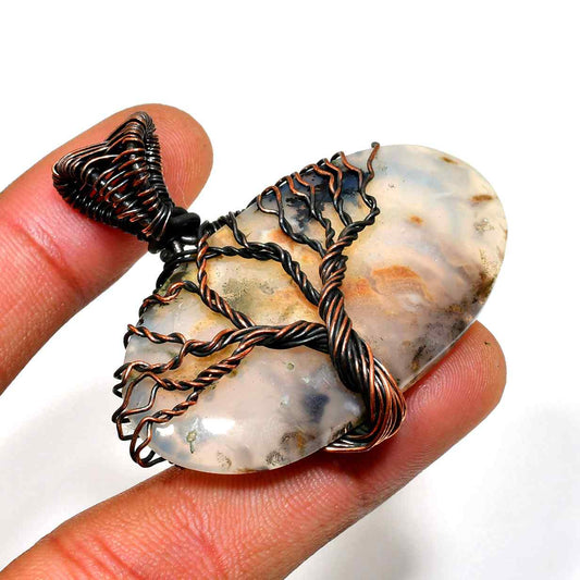 Ember’s Embrace – Copper-Wrapped Agate Pendant