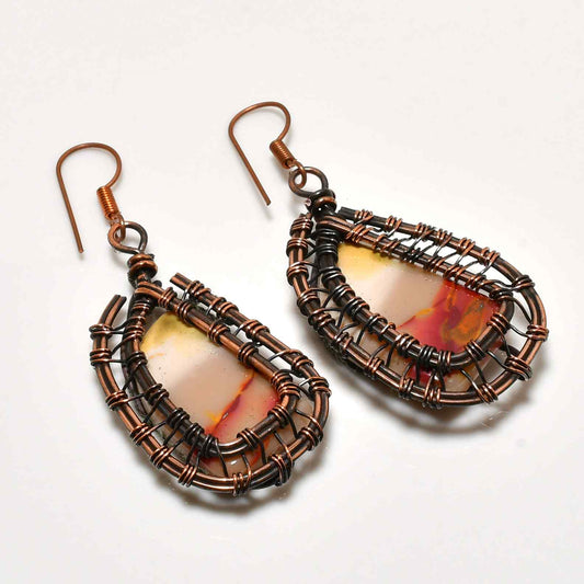 Earthen Grace – Oxidized Copper Agate Earrings