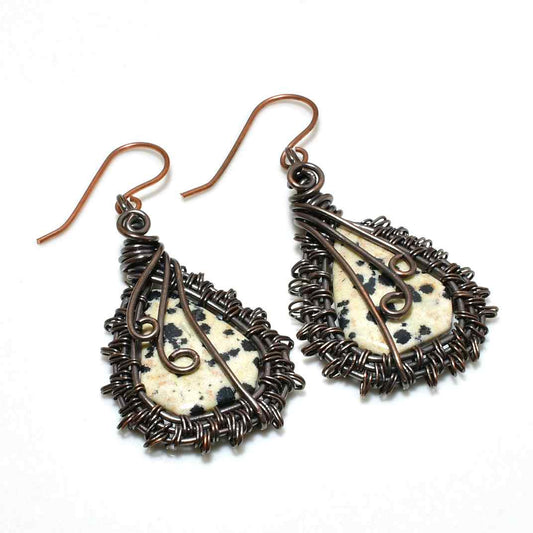 Spotted Serenade – Dalmatian Jasper Copper Earrings