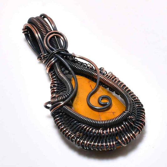 Amber Echo – Artisan Copper Wire Pendant