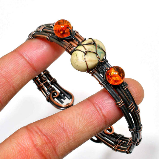 Gaia’s Embrace – Copper & Natural Stone Bracelet