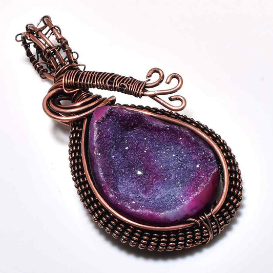 Ezra’s Veil – Amethyst & Oxidized Copper Pendant